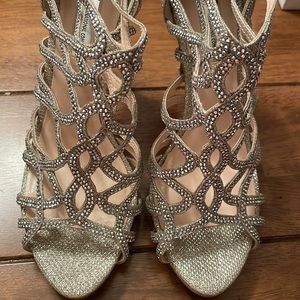 INC Champagne Glitter🥂 Booties 4 “ heels worn 1 hour At Wedding $119